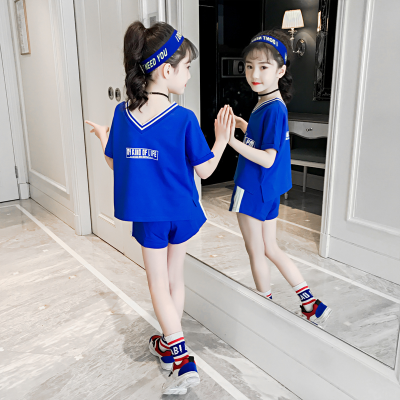女童夏装套装 2019新款韩版中大童儿童时尚女孩运动夏季两件套洋气