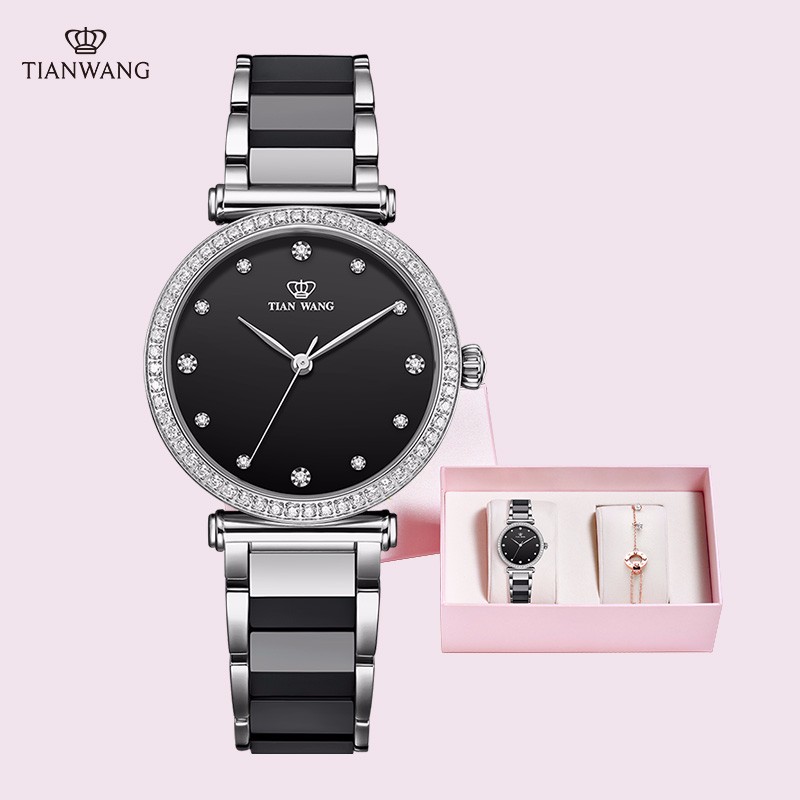 天王表（TIAN WANG）手表 2019年猪年新品女士手表时尚潮流陶瓷带女表送女友礼盒