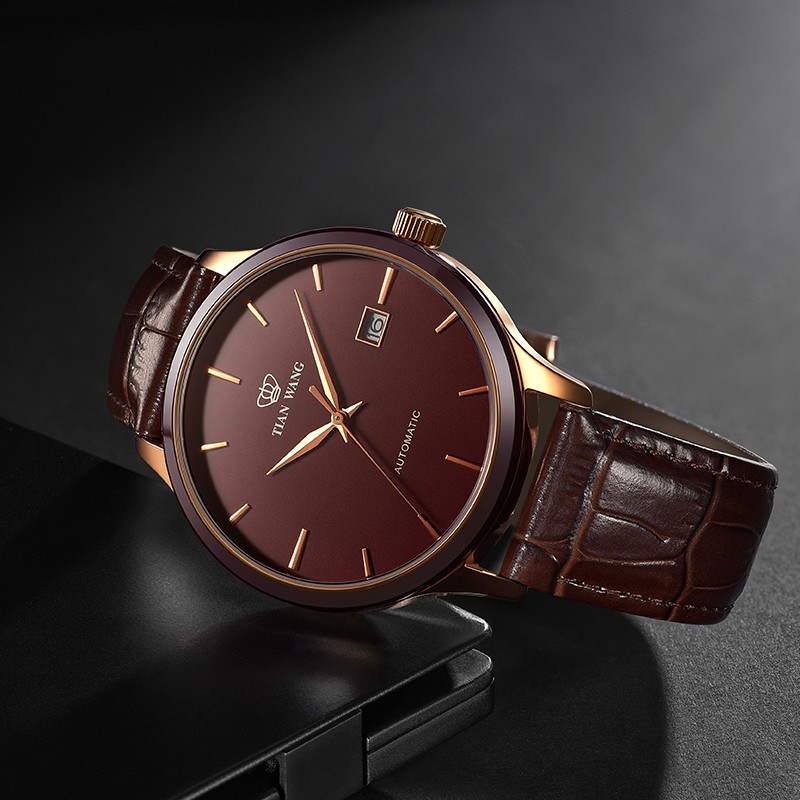 天王表（TIAN WANG）手表 男表 自动机械表商务时尚皮带男手表