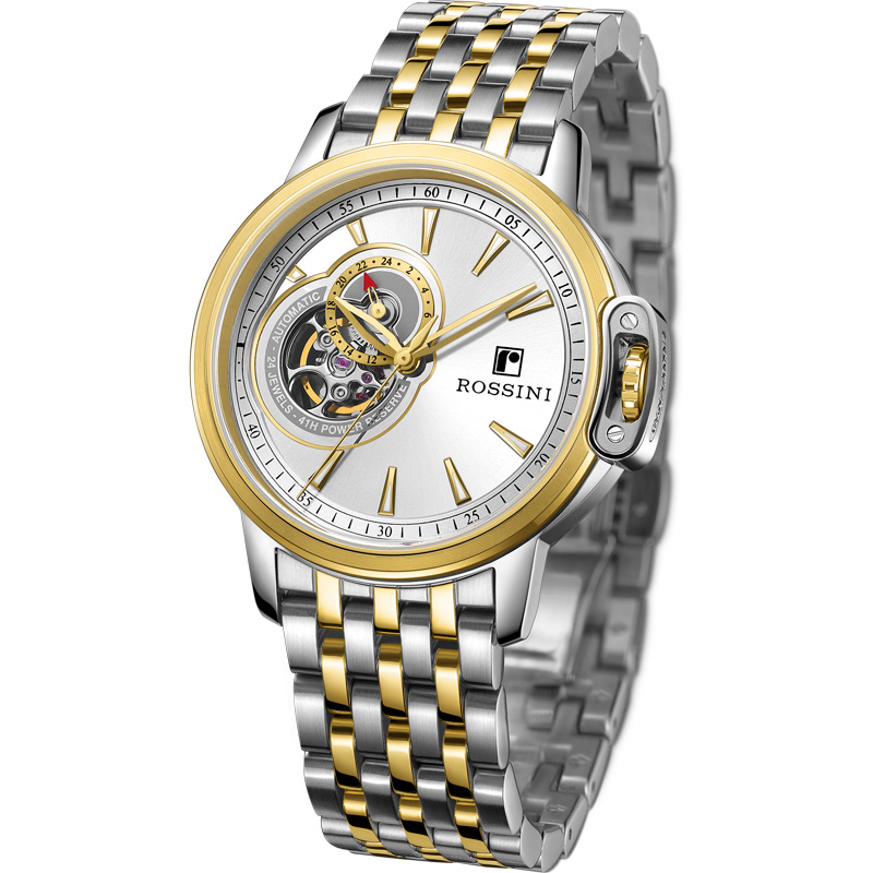 罗西尼（ROSSINI)手表勋章系列酷感镂空男表商务风机械表钢带男士腕表