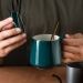 新款欧式小奢华描金咖啡杯 陶瓷水杯 带盖勺马克杯380ml