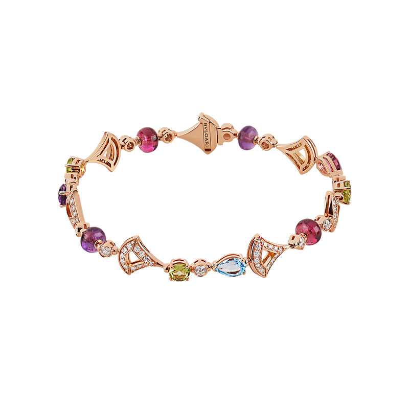 宝格丽/BVLGARI  DIVAS'DREAM系列18K玫瑰金镶嵌彩色宝石手链