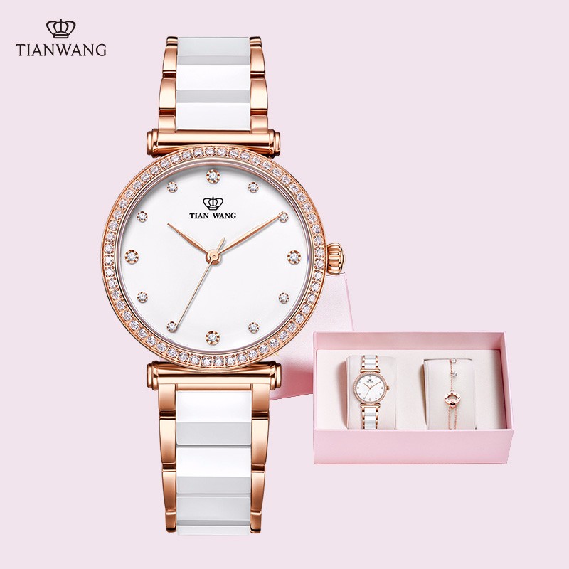 天王表（TIAN WANG）手表 2019年猪年新品女士手表时尚潮流陶瓷带女表送女友礼盒