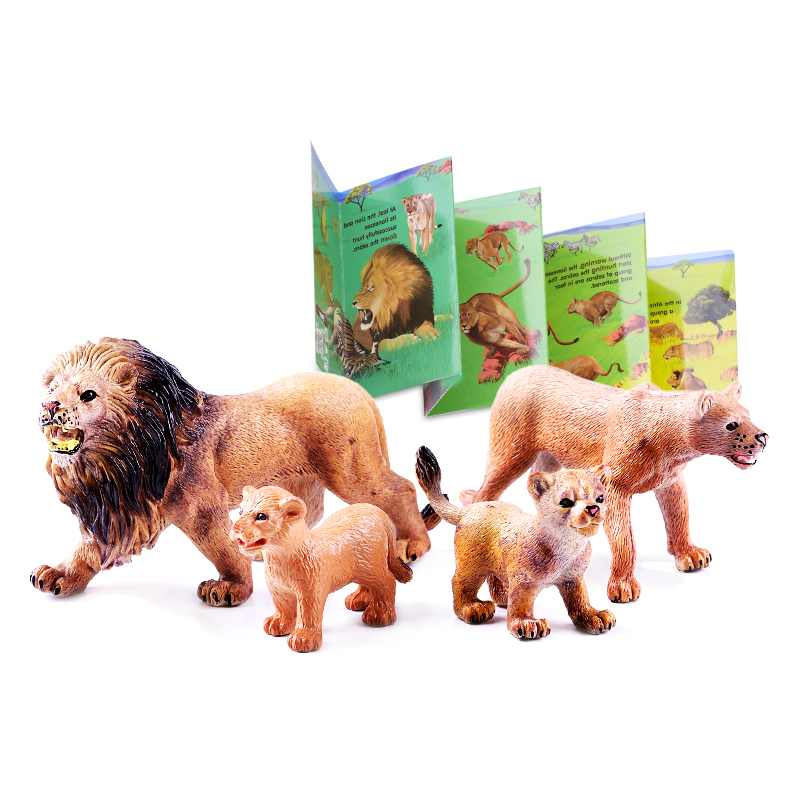 仿真动物模型亲子互动玩具公狮子+母狮子+狮子宝宝