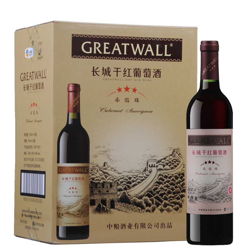中粮长城（GreatWall）红酒 星级系列 三星赤霞珠干红葡萄酒 750ml*6瓶13%vol