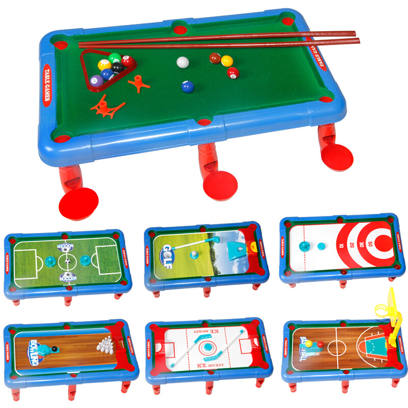 宏登（HONGDENG）七合一儿童玩具台球桌 男孩宝宝玩具台球桌面游戏室内男孩球类玩具