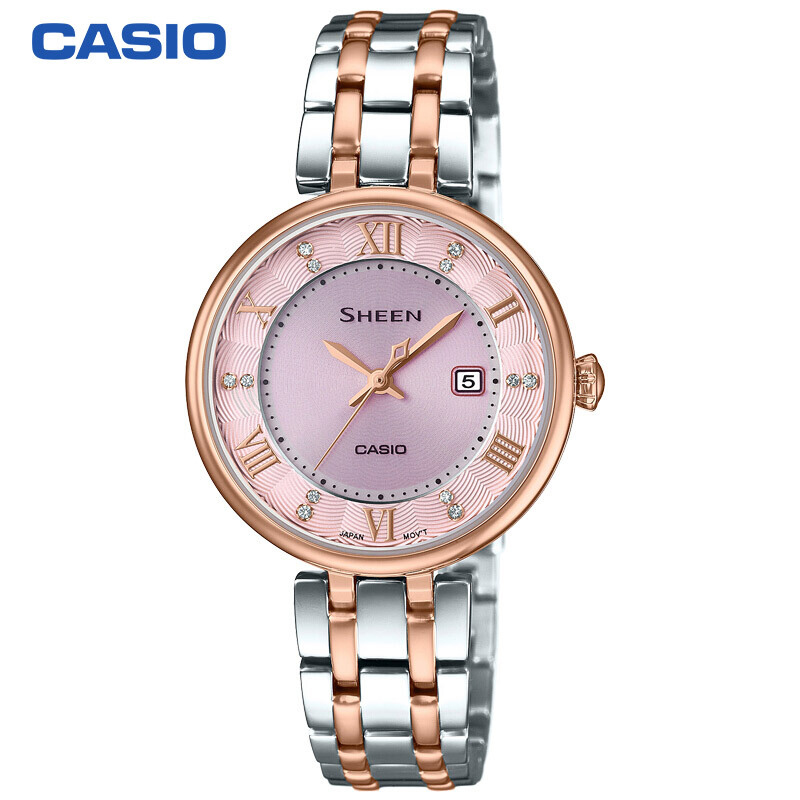 卡西欧（CASIO）手表 SHEEN 女士玻璃时尚腕表 
