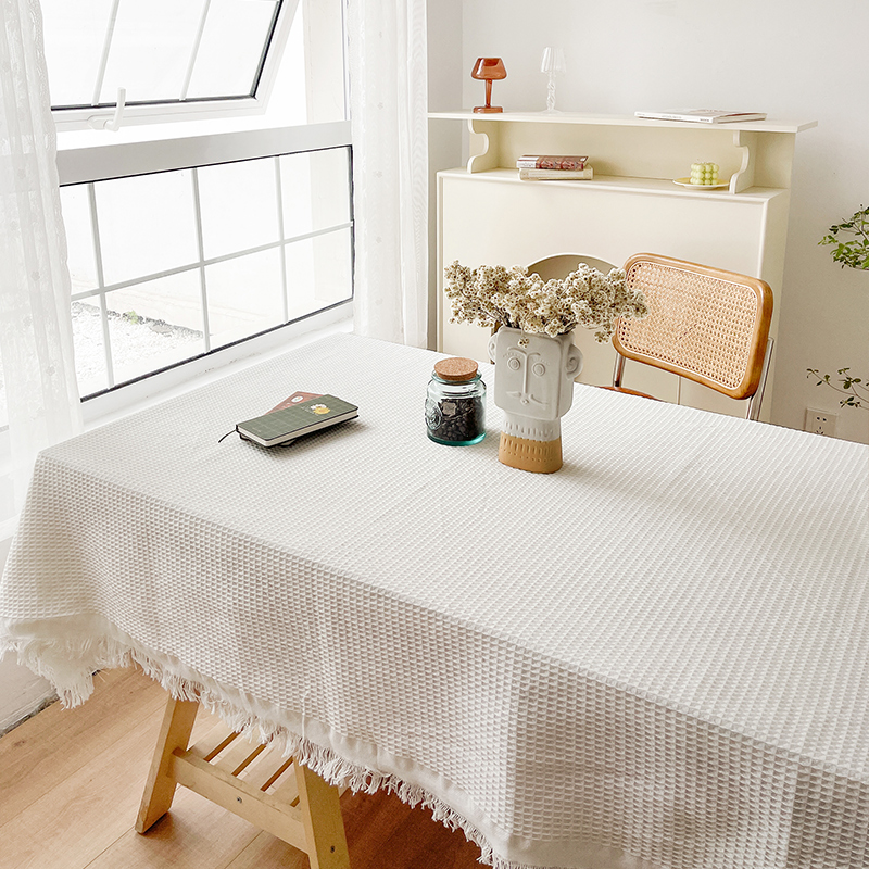 蔓越家 法式ins风白色蕾丝桌布茶几盖布长方形高级感卧室梳妆台布